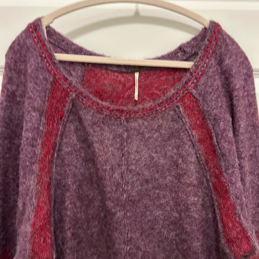 Free People Purple and Red Scoop Neck Sweater Oversized - Picture 2 of 8